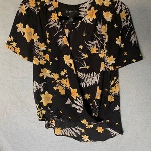 Black and yellow blouse with flowers